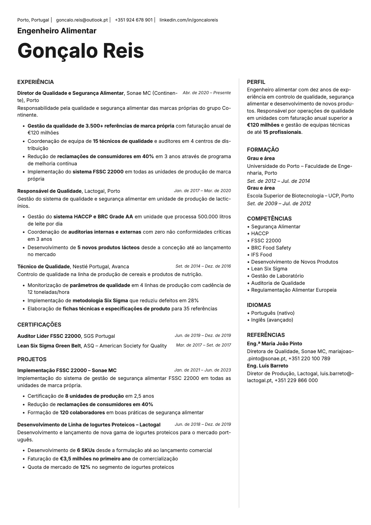 Sapphire resume template preview