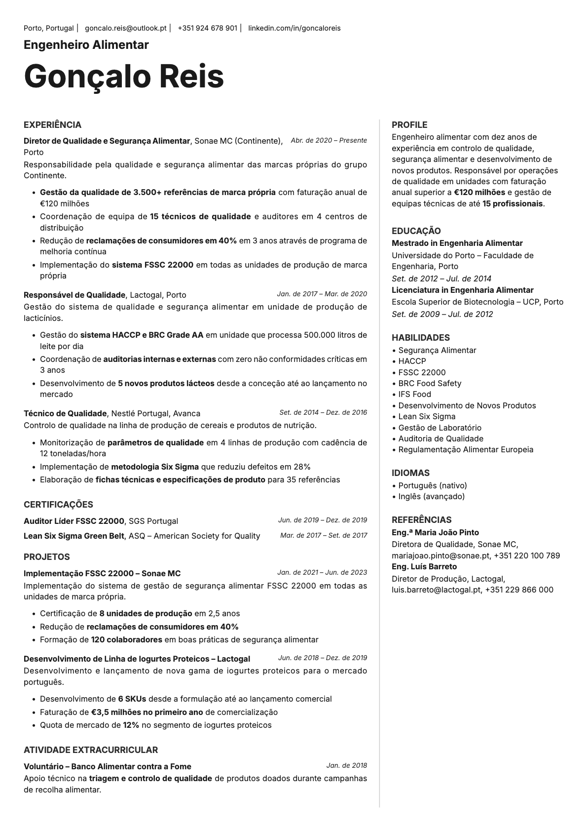 Sapphire resume template preview