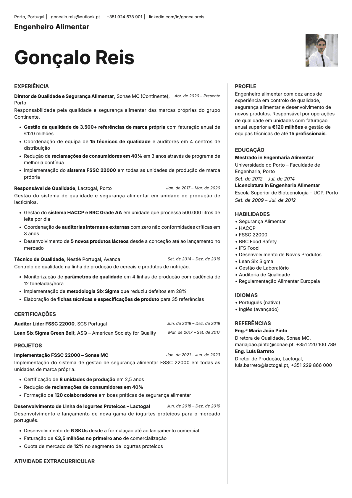 Sapphire Photo resume template preview