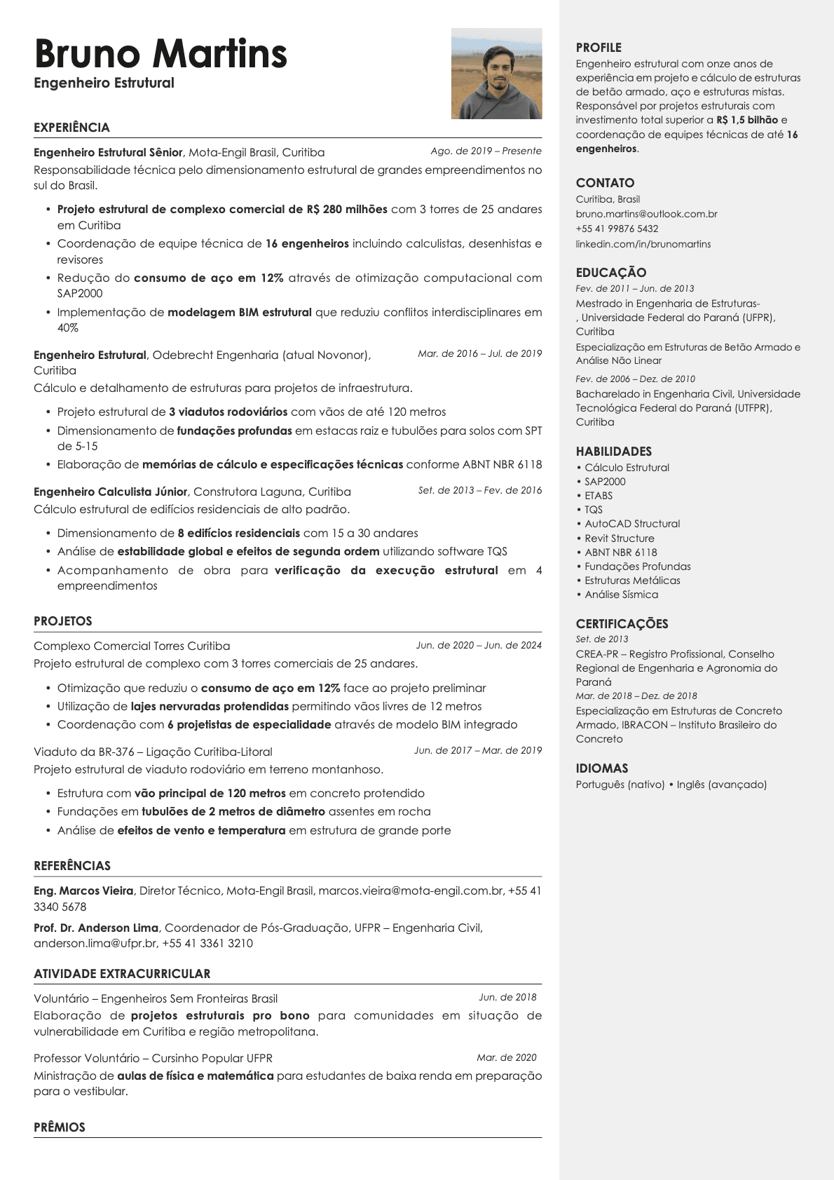 Vanta Photo resume template preview