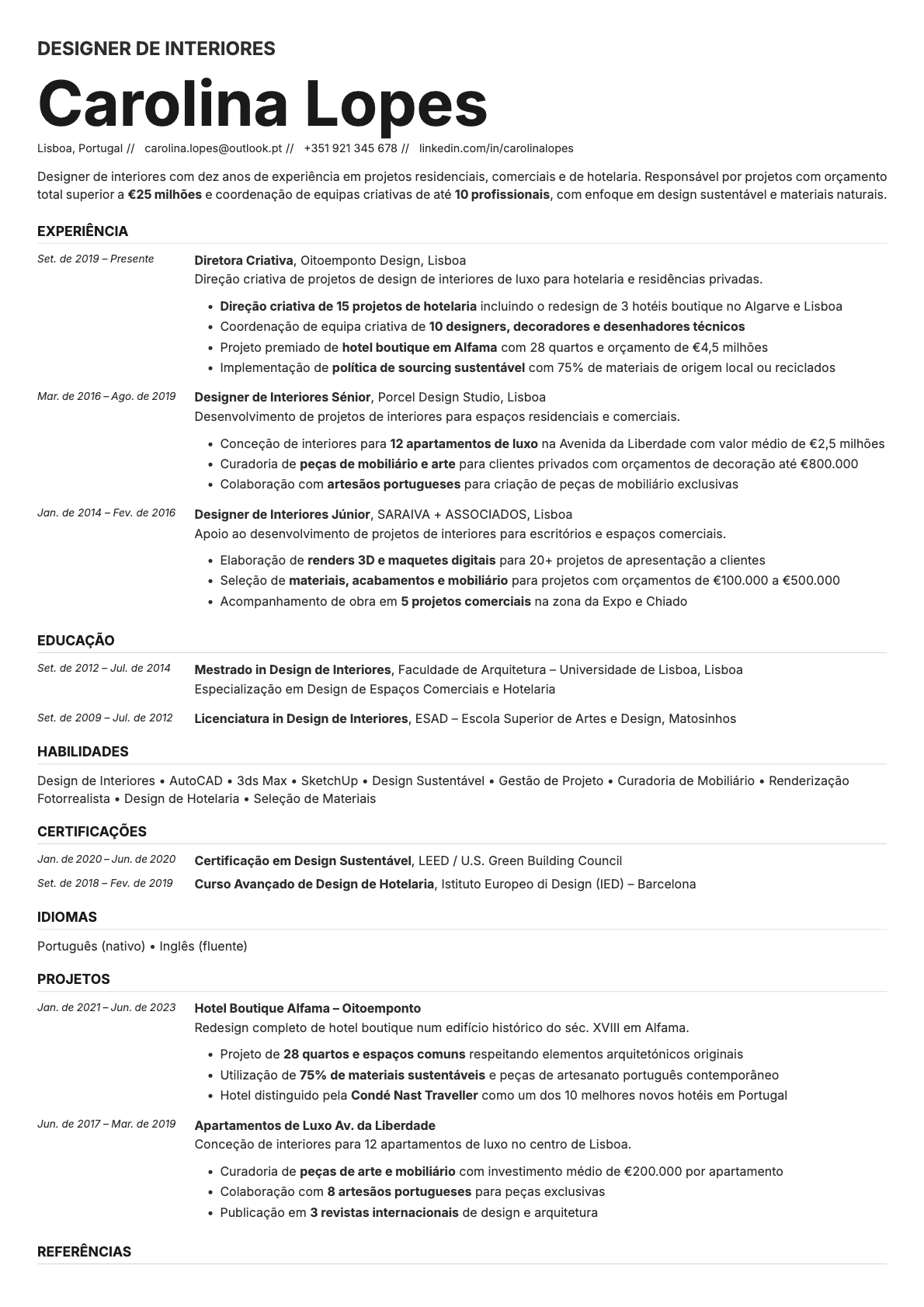 Zinc resume template preview