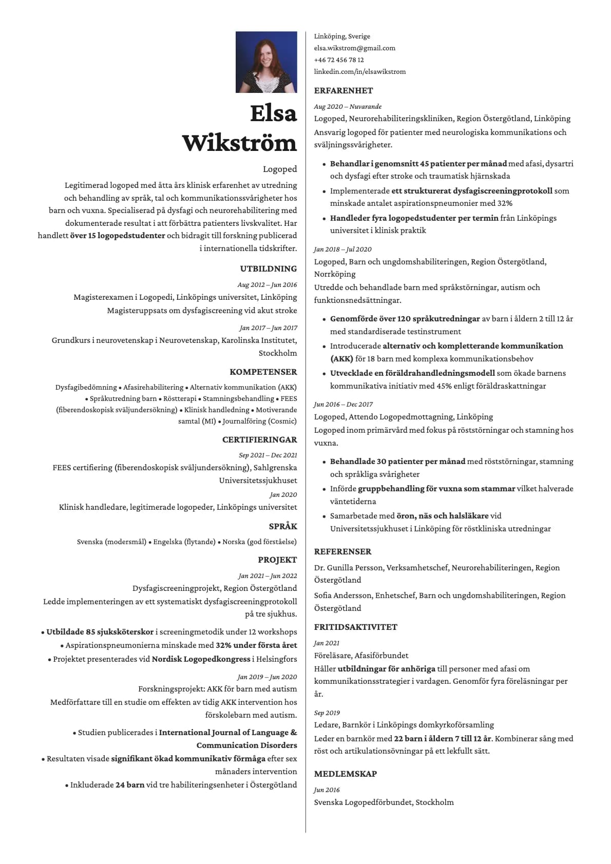 Amber Photo resume template preview