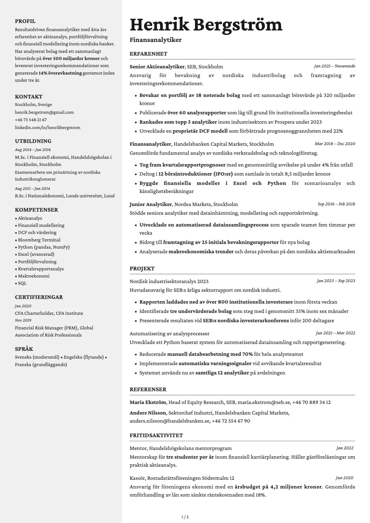 Aurum resume template preview