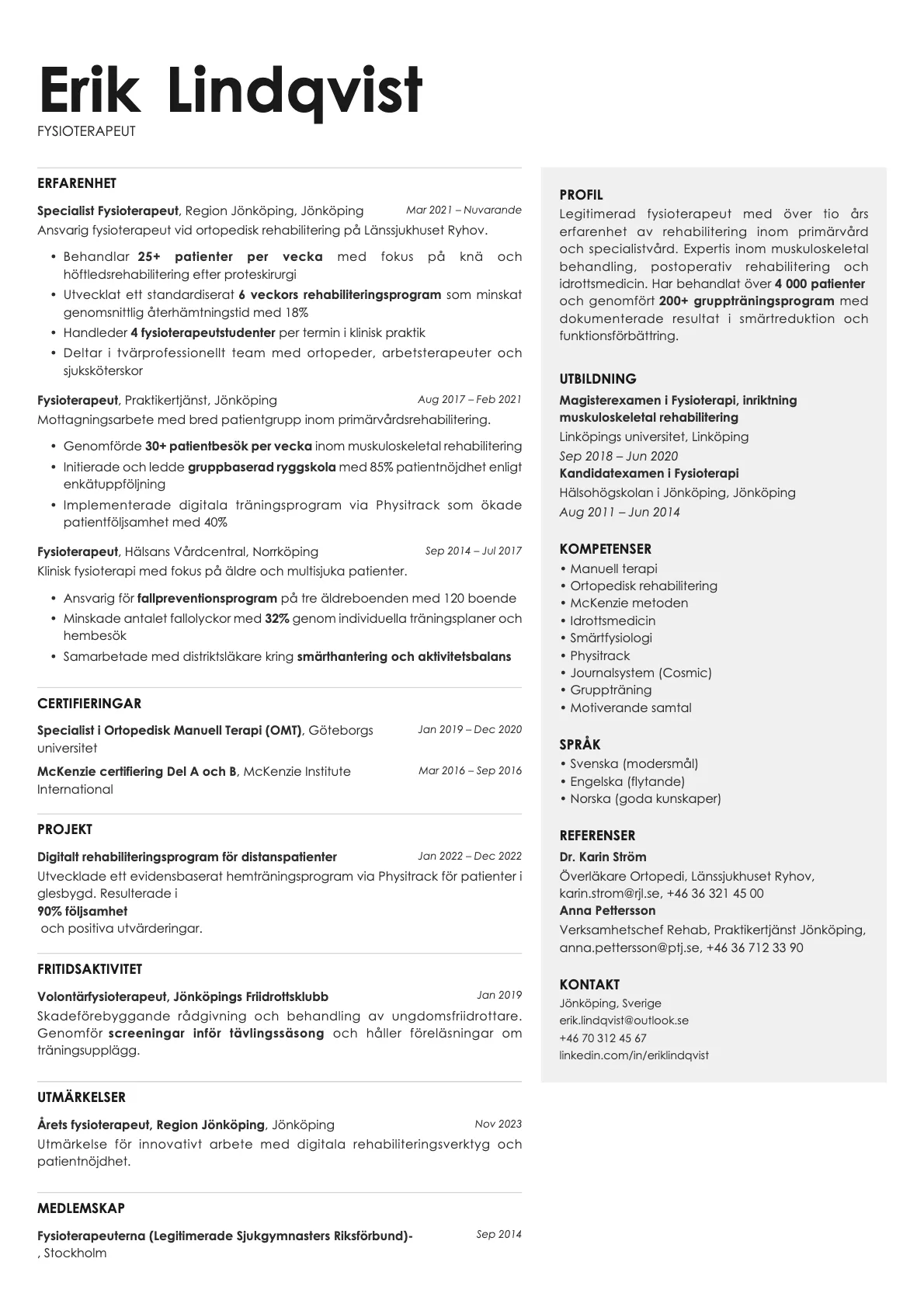 Bronze resume template preview