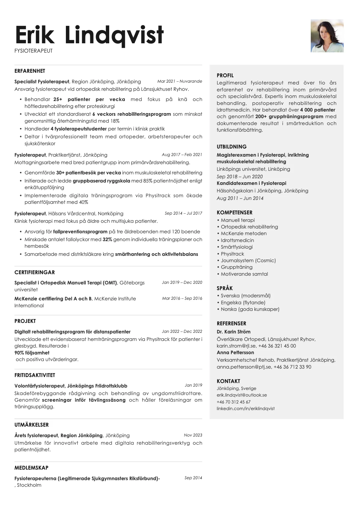 Bronze Photo resume template preview