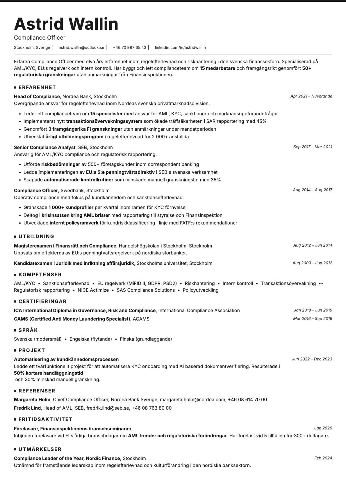 Graphite resume template preview