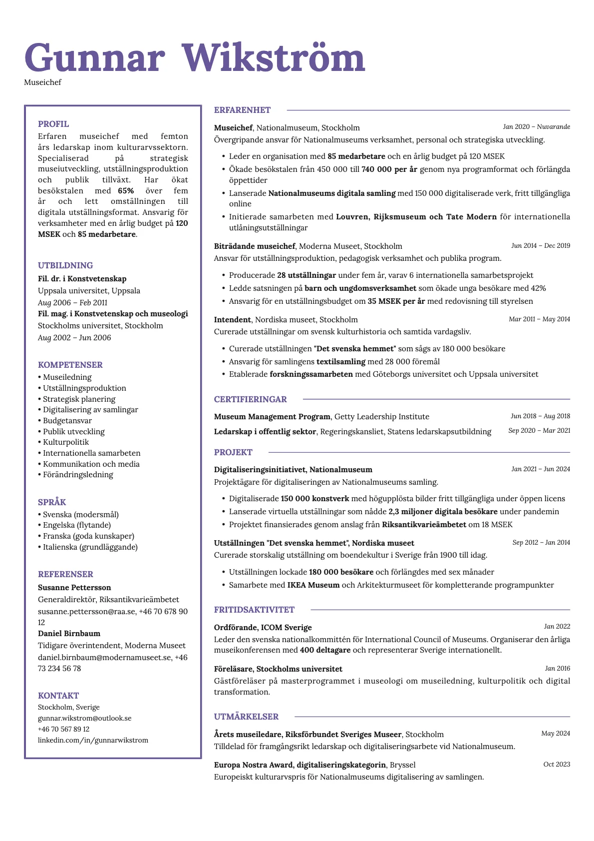 Opal resume template preview