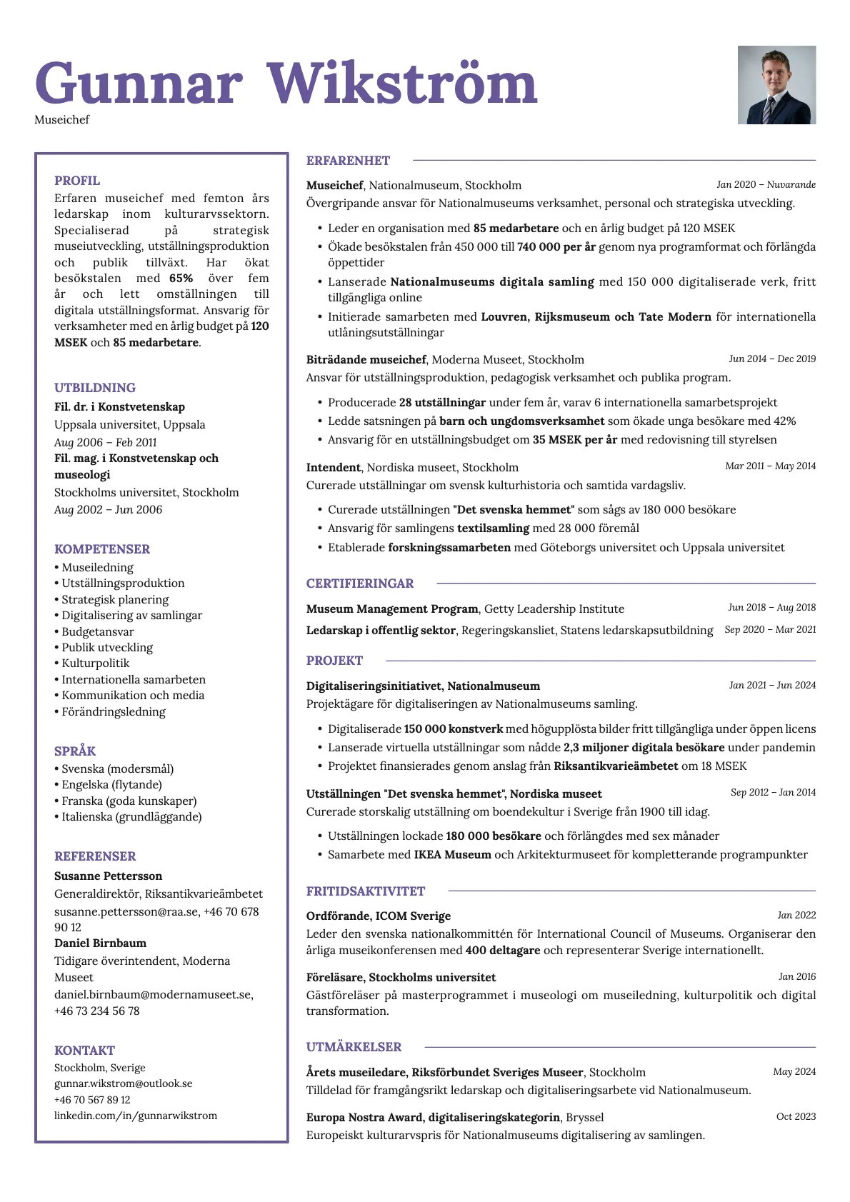 Opal Photo resume template preview