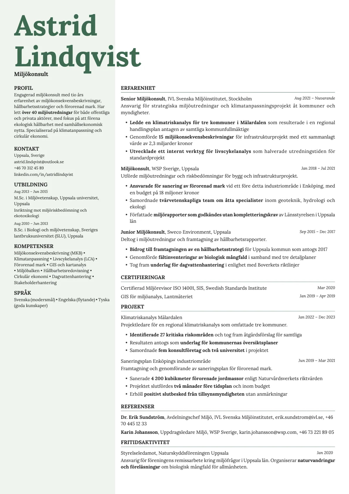 Sage resume template preview