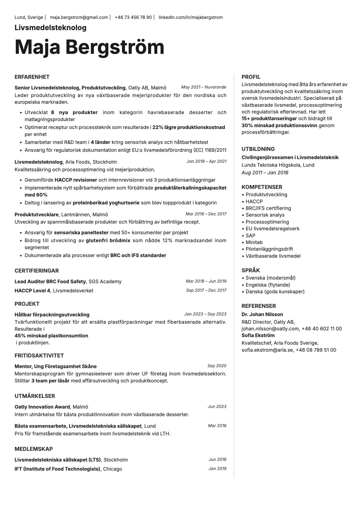 Sapphire resume template preview