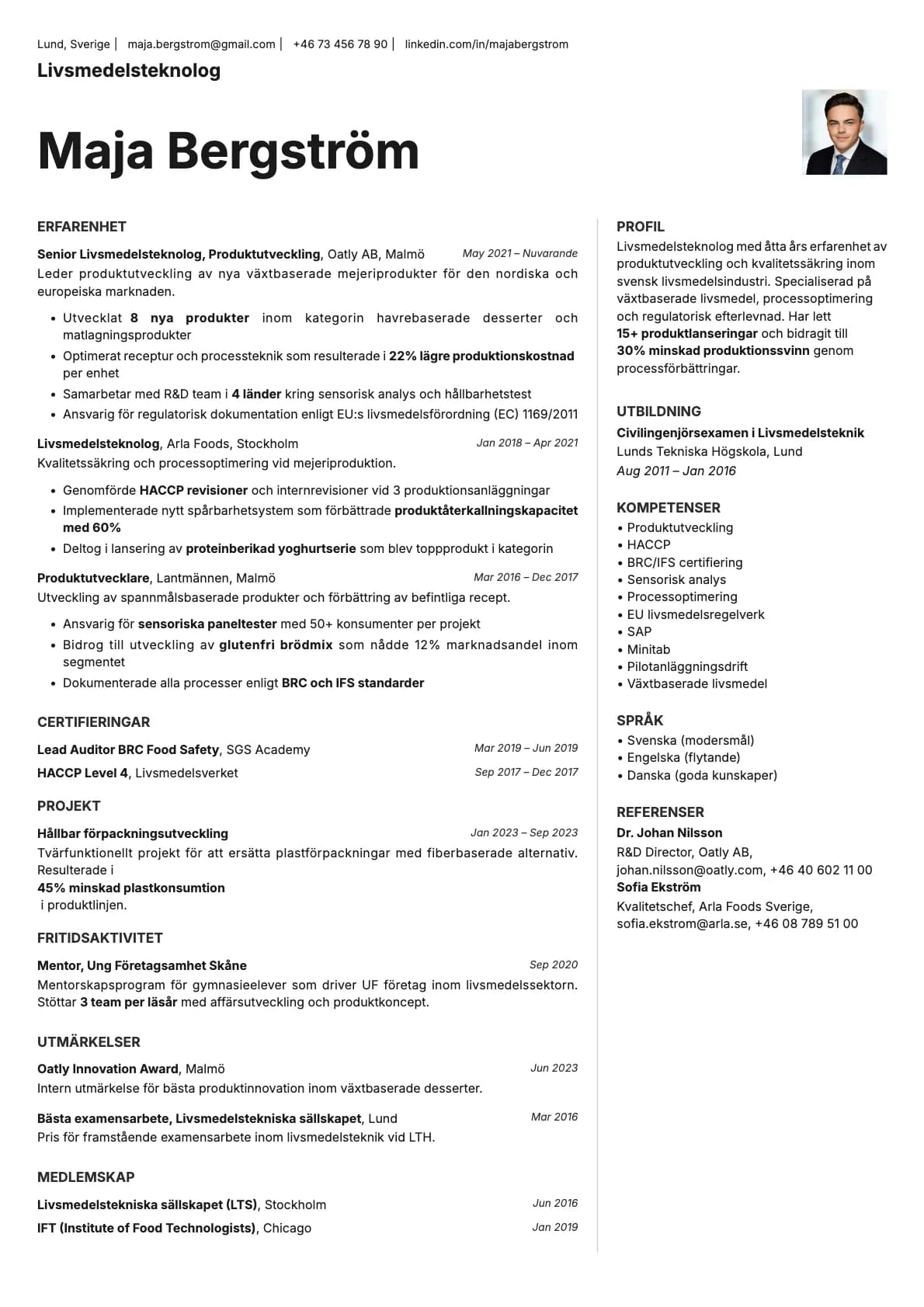 Sapphire Photo resume template preview