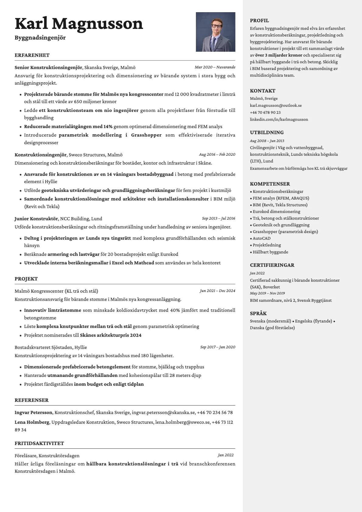 Vanta Photo resume template preview