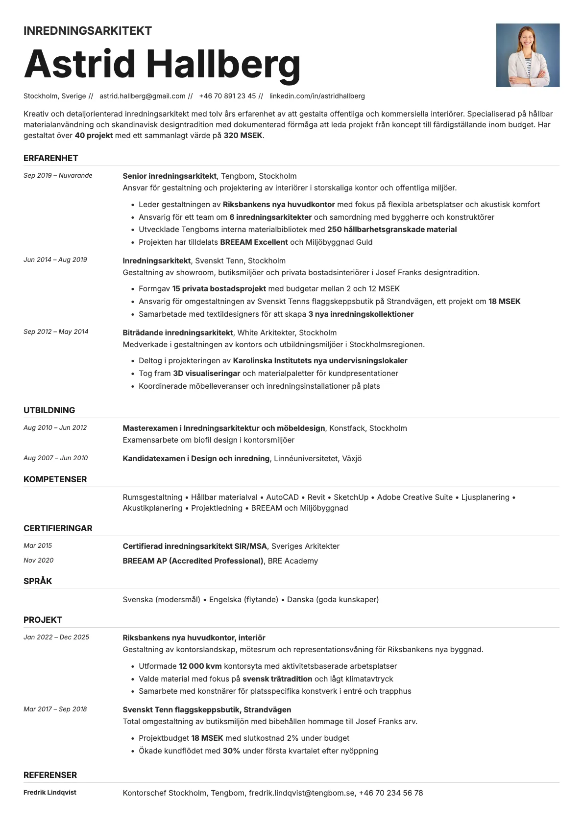 Zinc Photo resume template preview