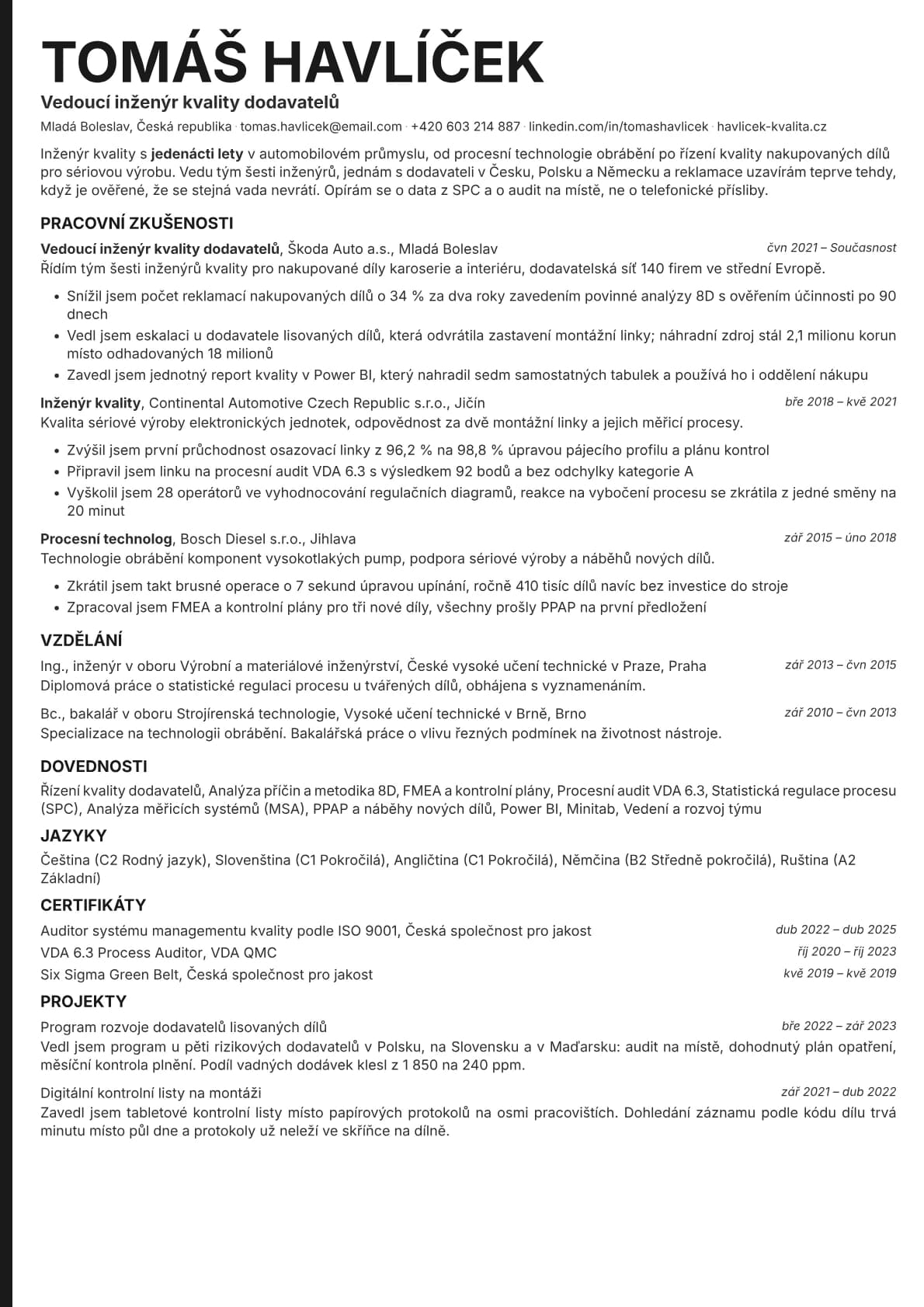 Bold Edge resume template preview