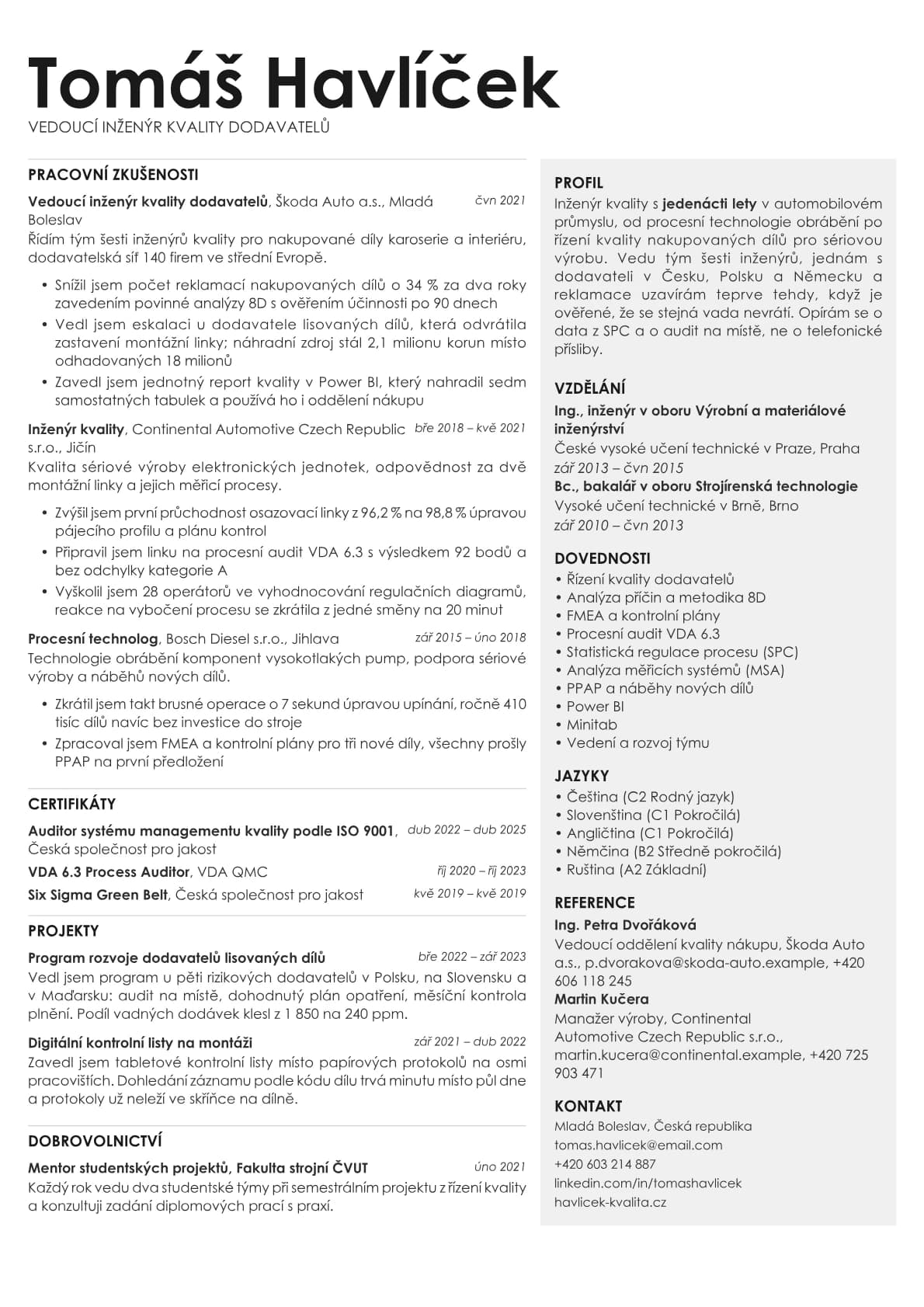 Bronze resume template preview