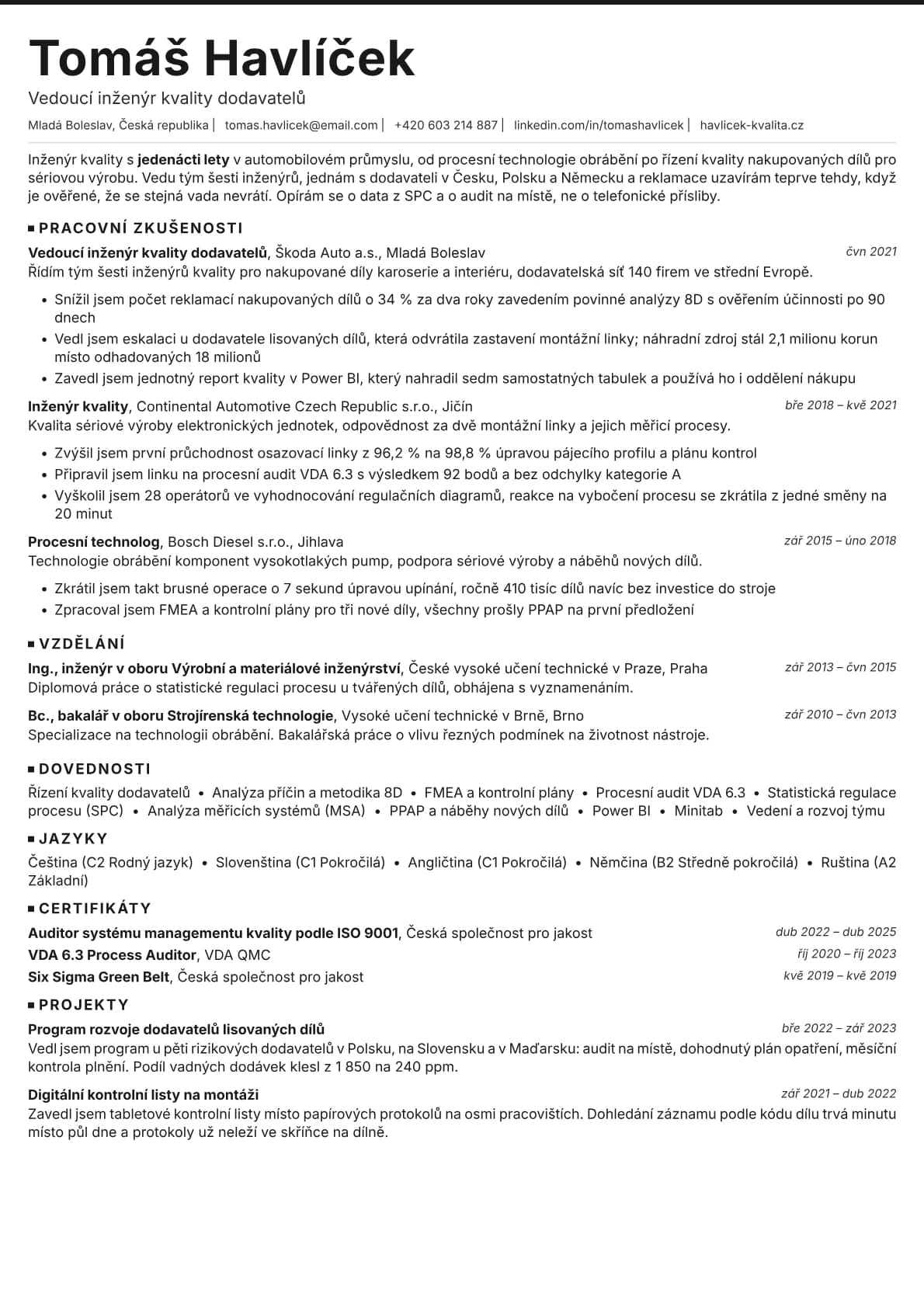 Graphite resume template preview