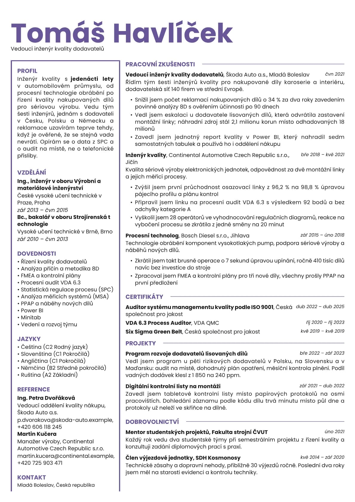 Opal resume template preview