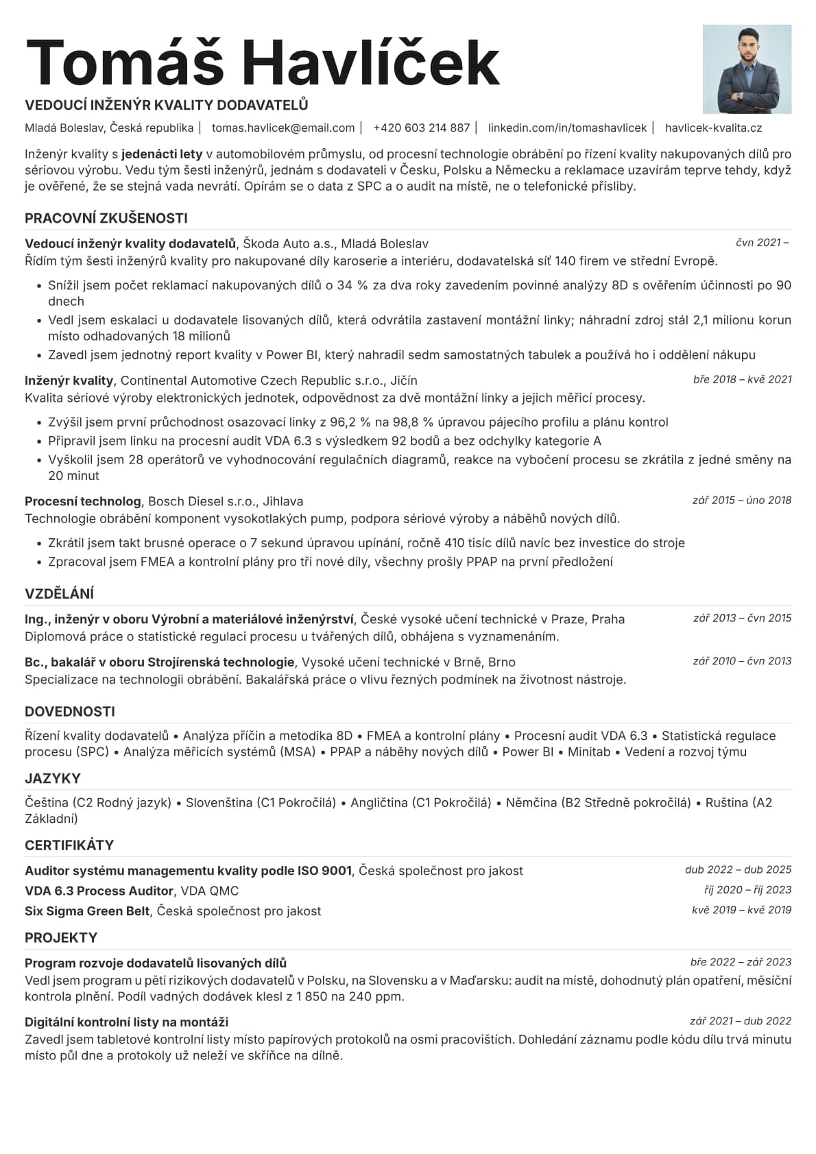 Platinum Photo resume template preview