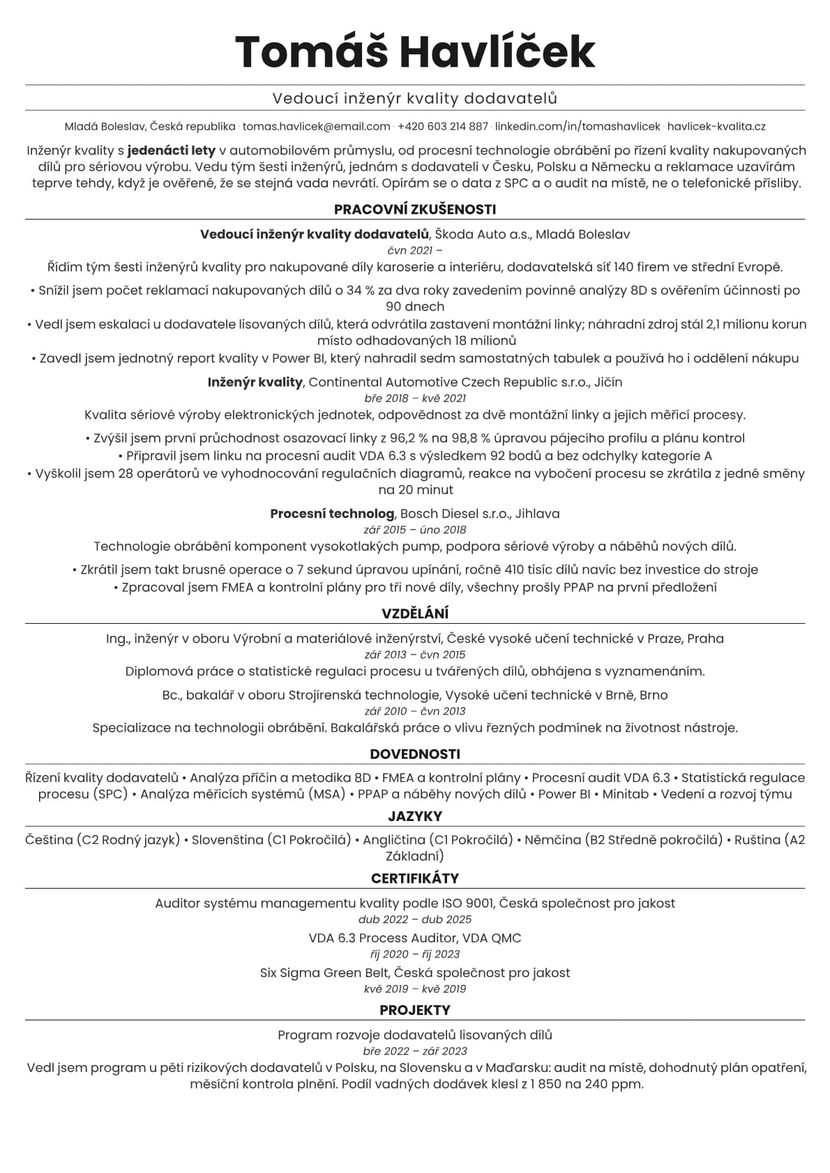 Quartz resume template preview