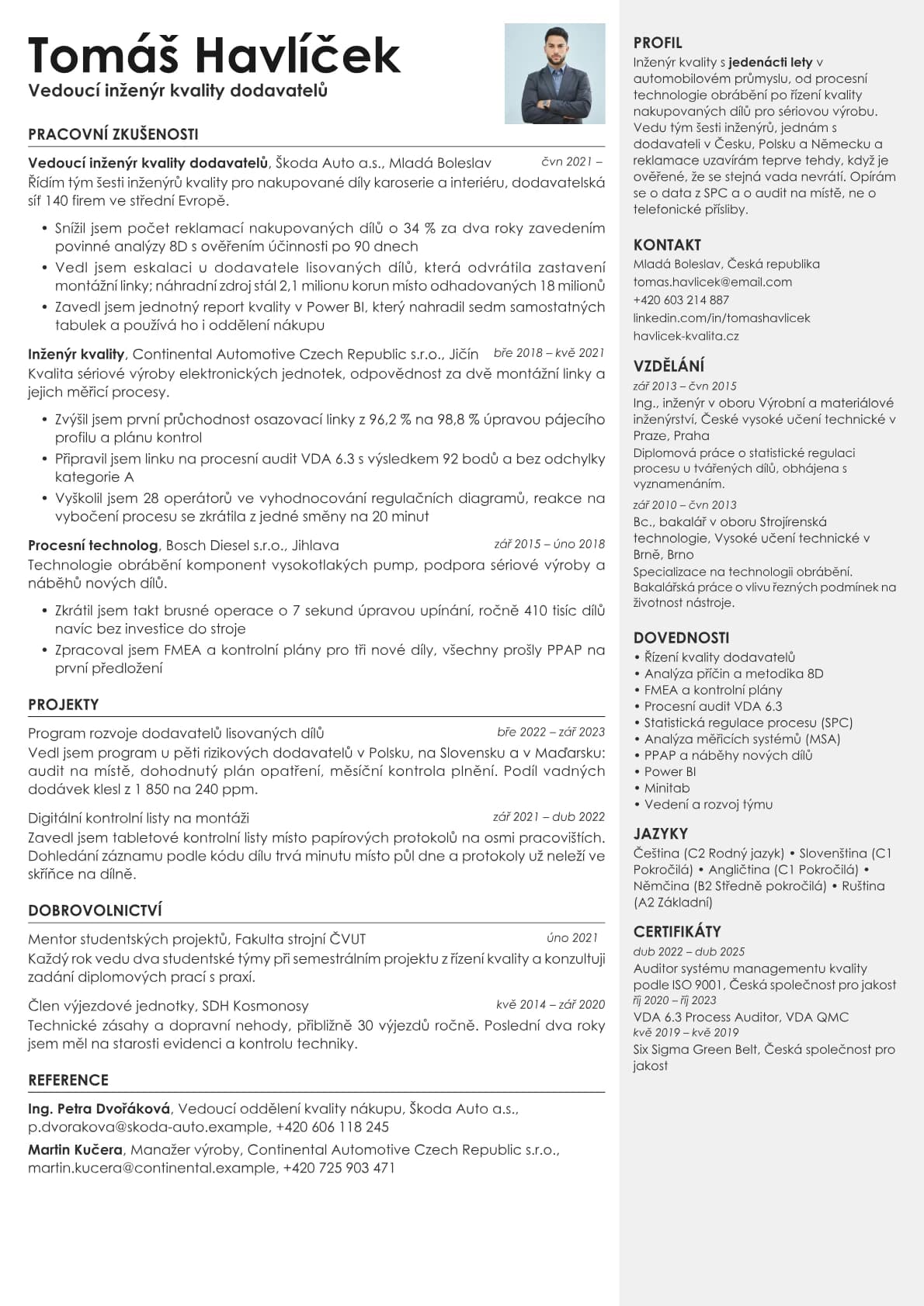 Vanta Photo resume template preview