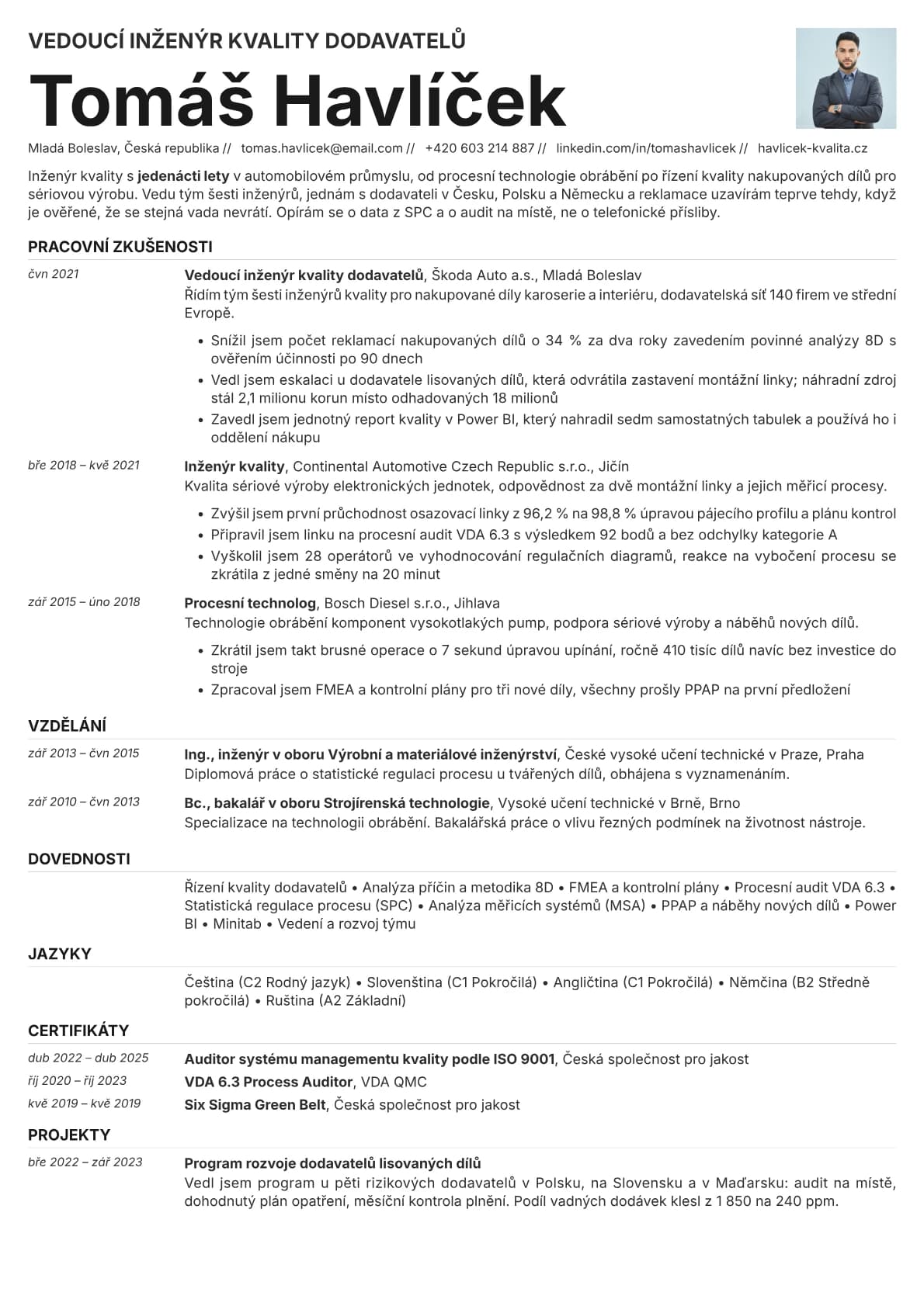 Zinc Photo resume template preview