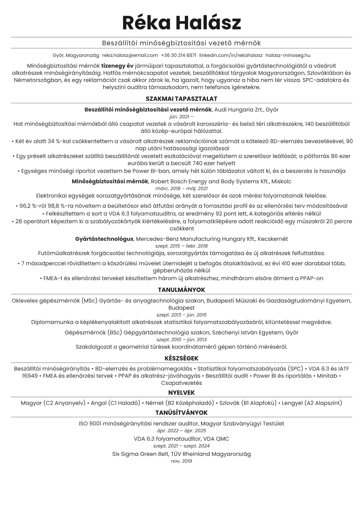 Quartz resume template preview
