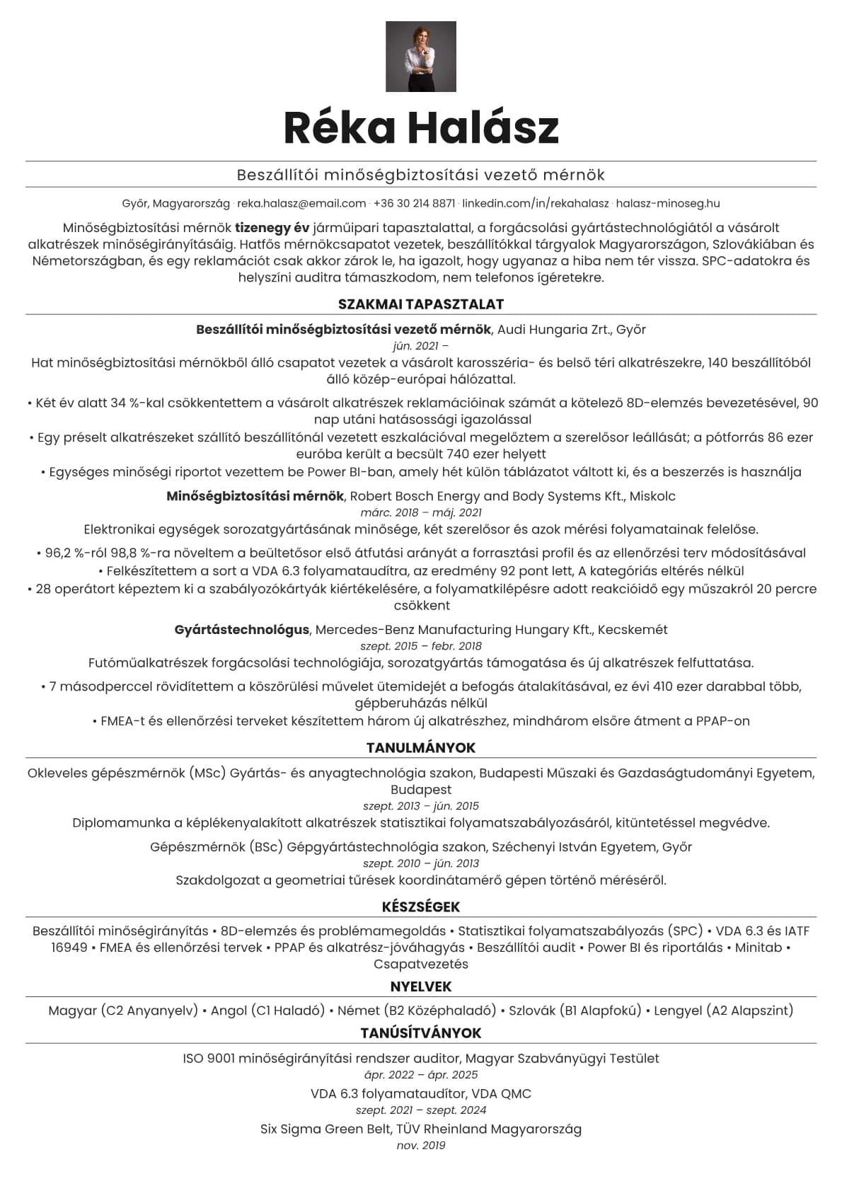 Quartz Photo resume template preview
