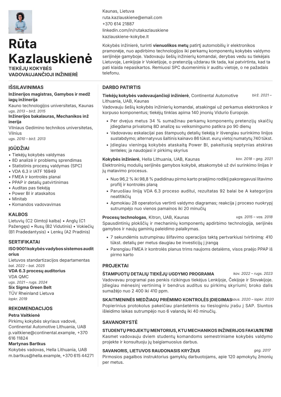 Obsidian Photo resume template preview