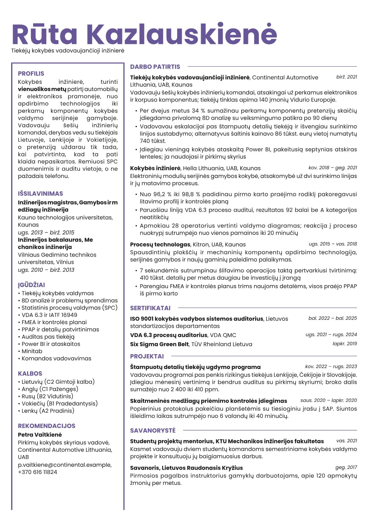 Opal resume template preview