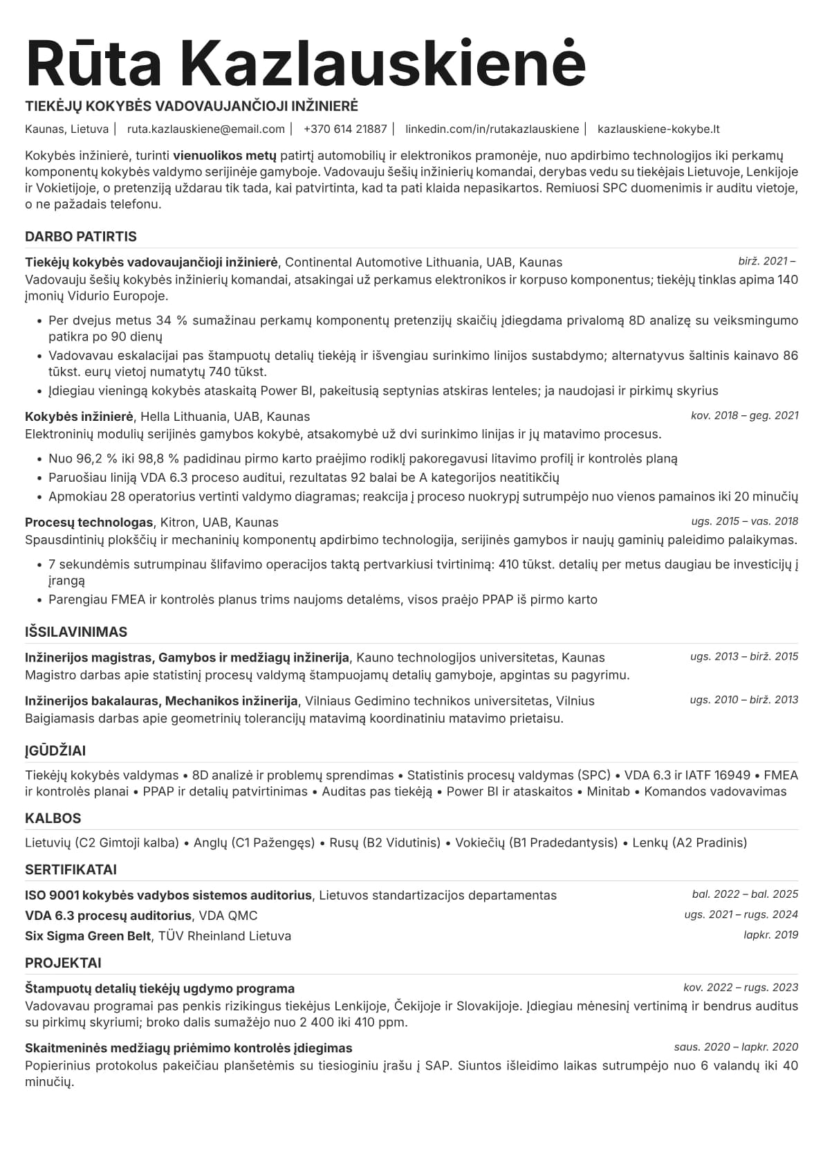 Platinum resume template preview