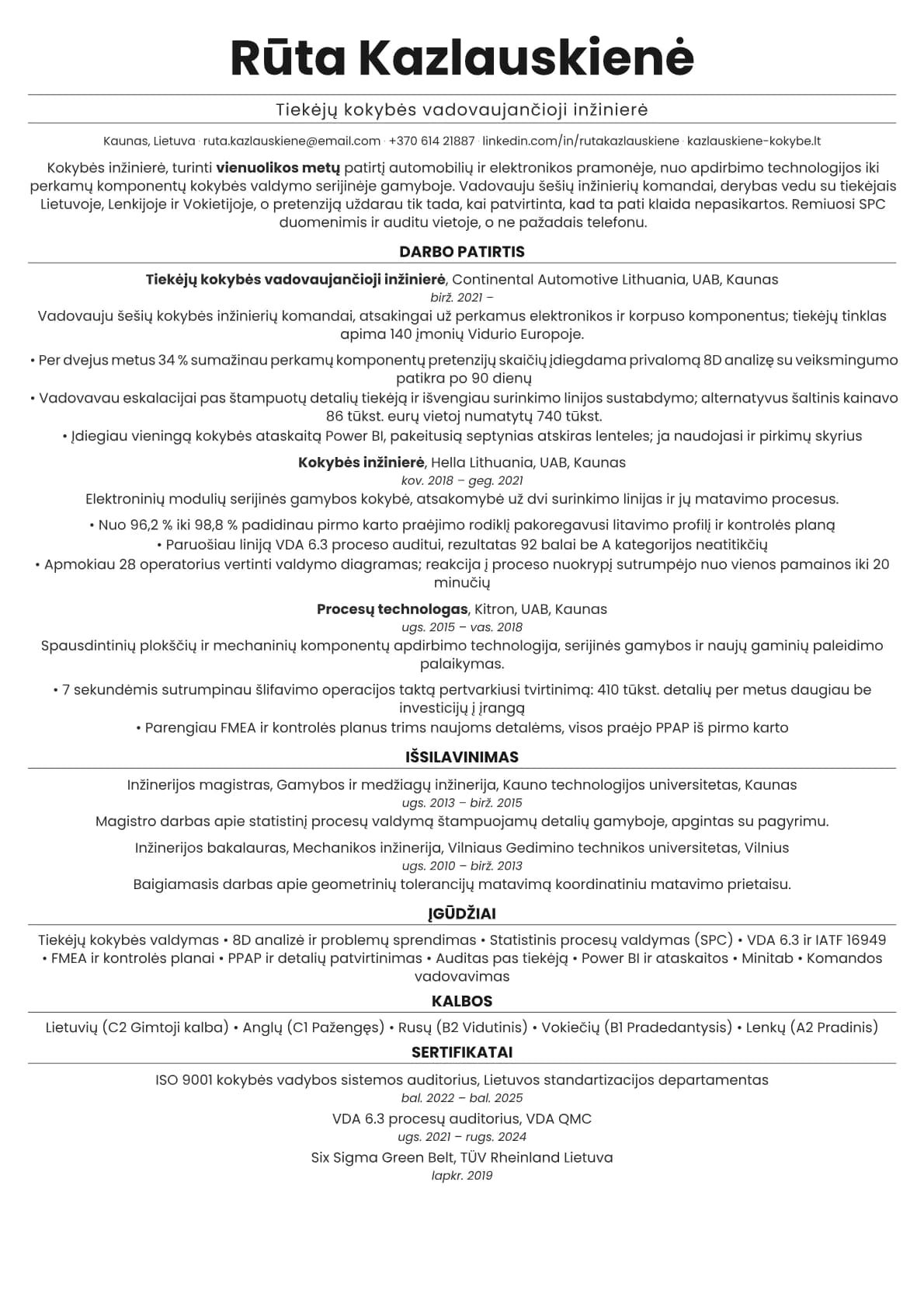 Quartz resume template preview