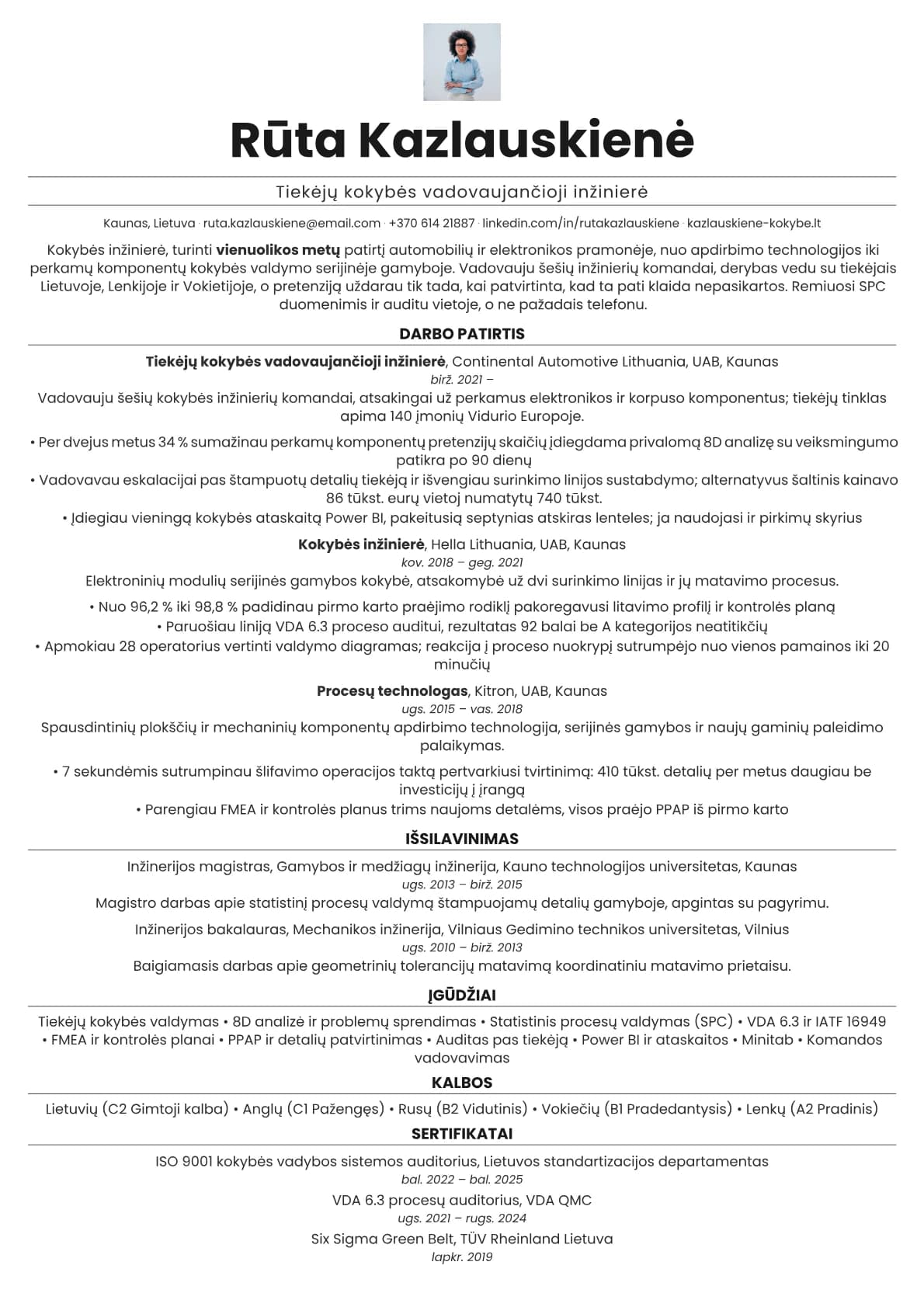 Quartz Photo resume template preview