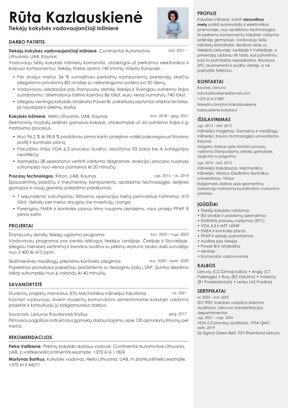 Vanta Photo resume template preview