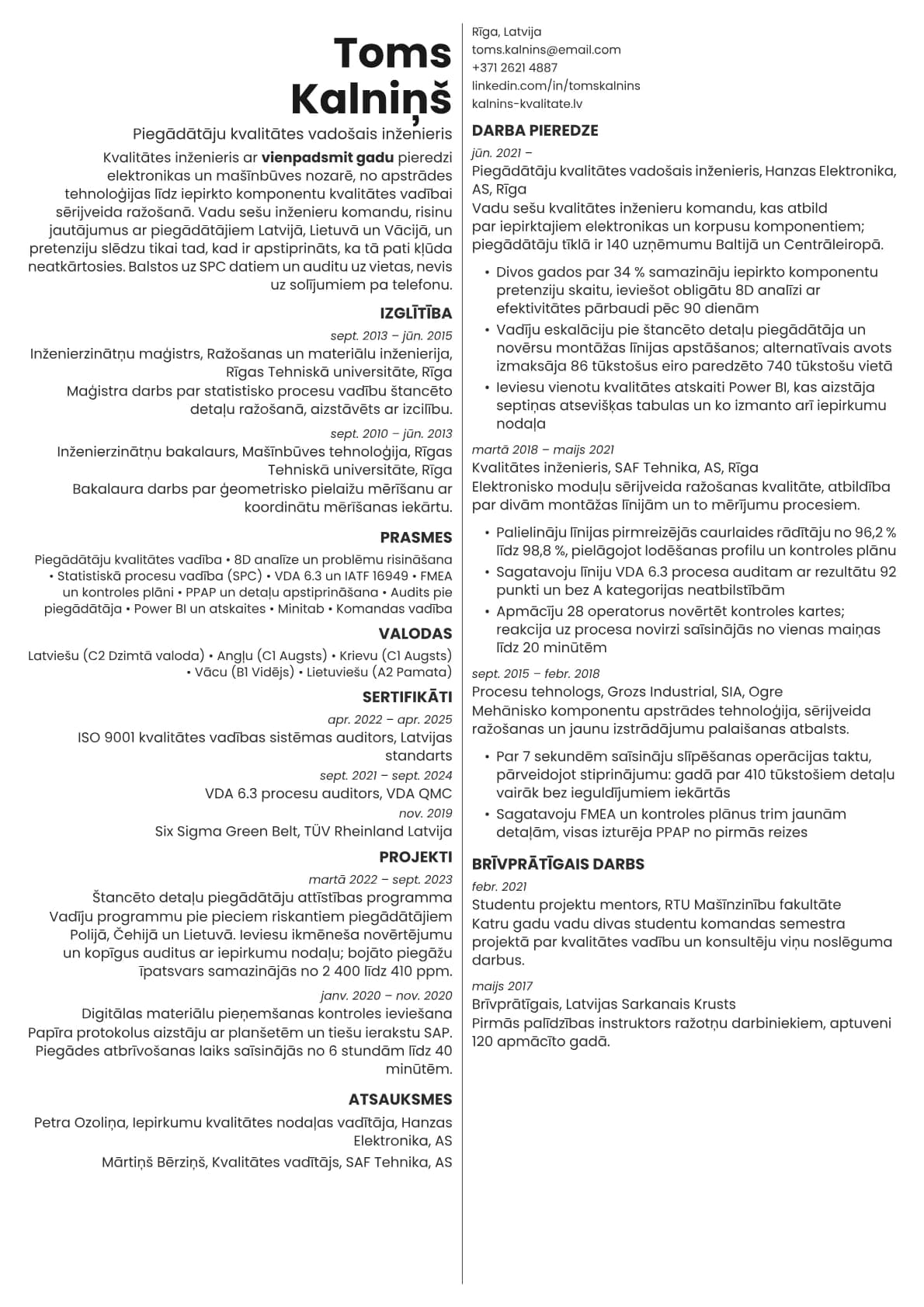 Amber resume template preview