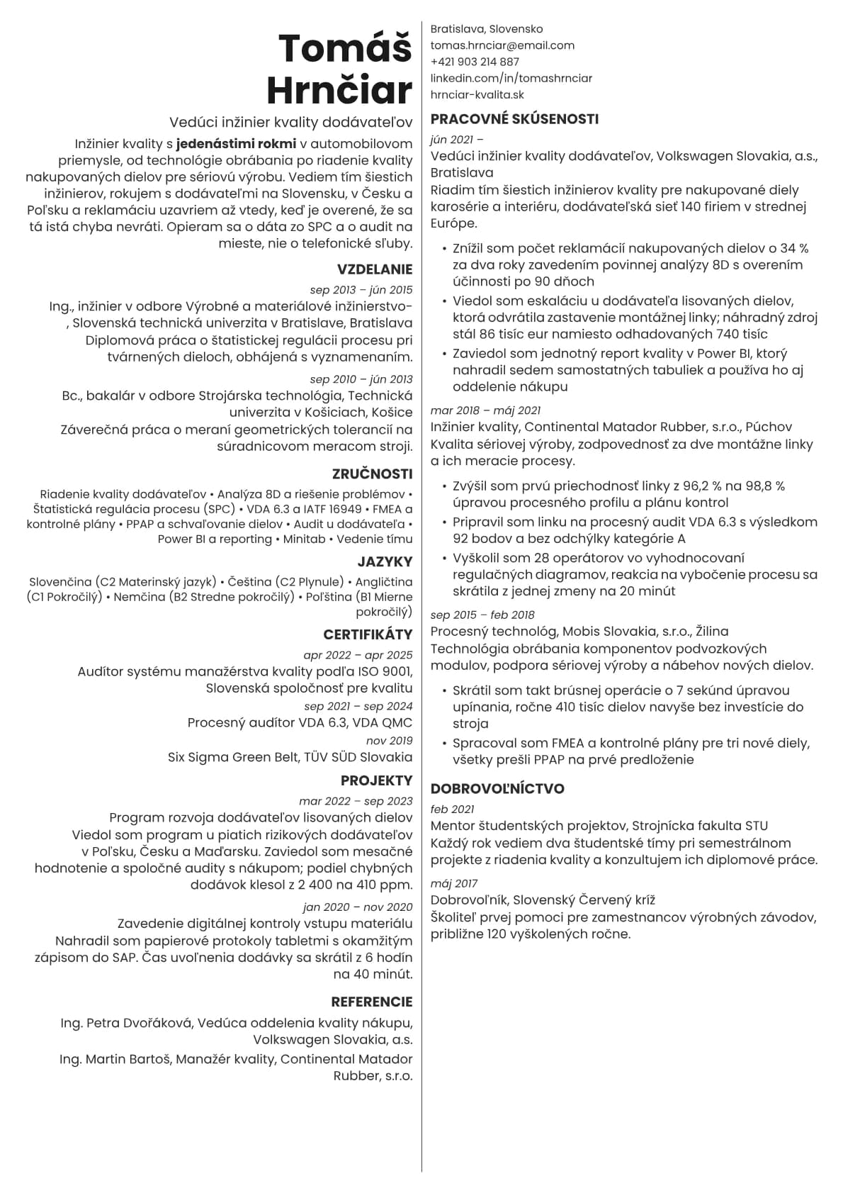 Amber resume template preview