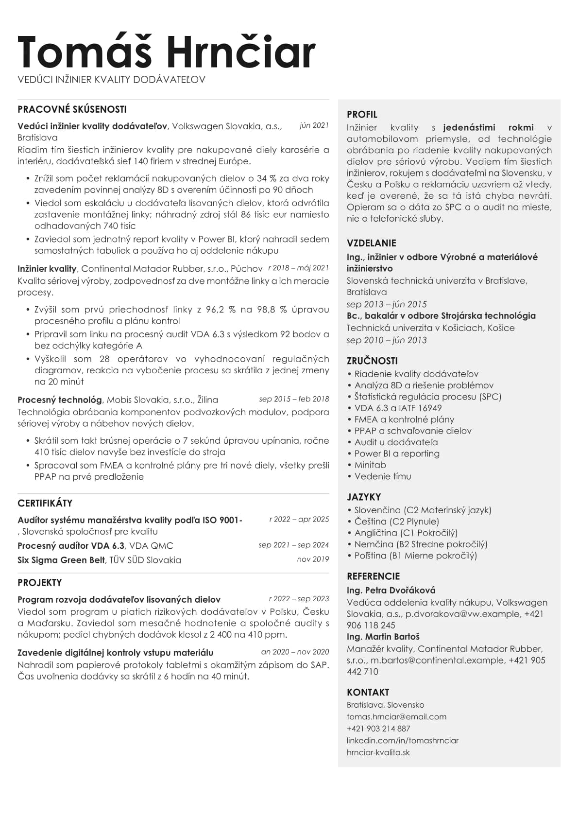 Bronze resume template preview