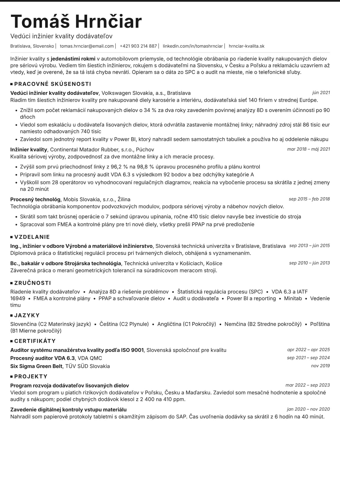 Graphite resume template preview