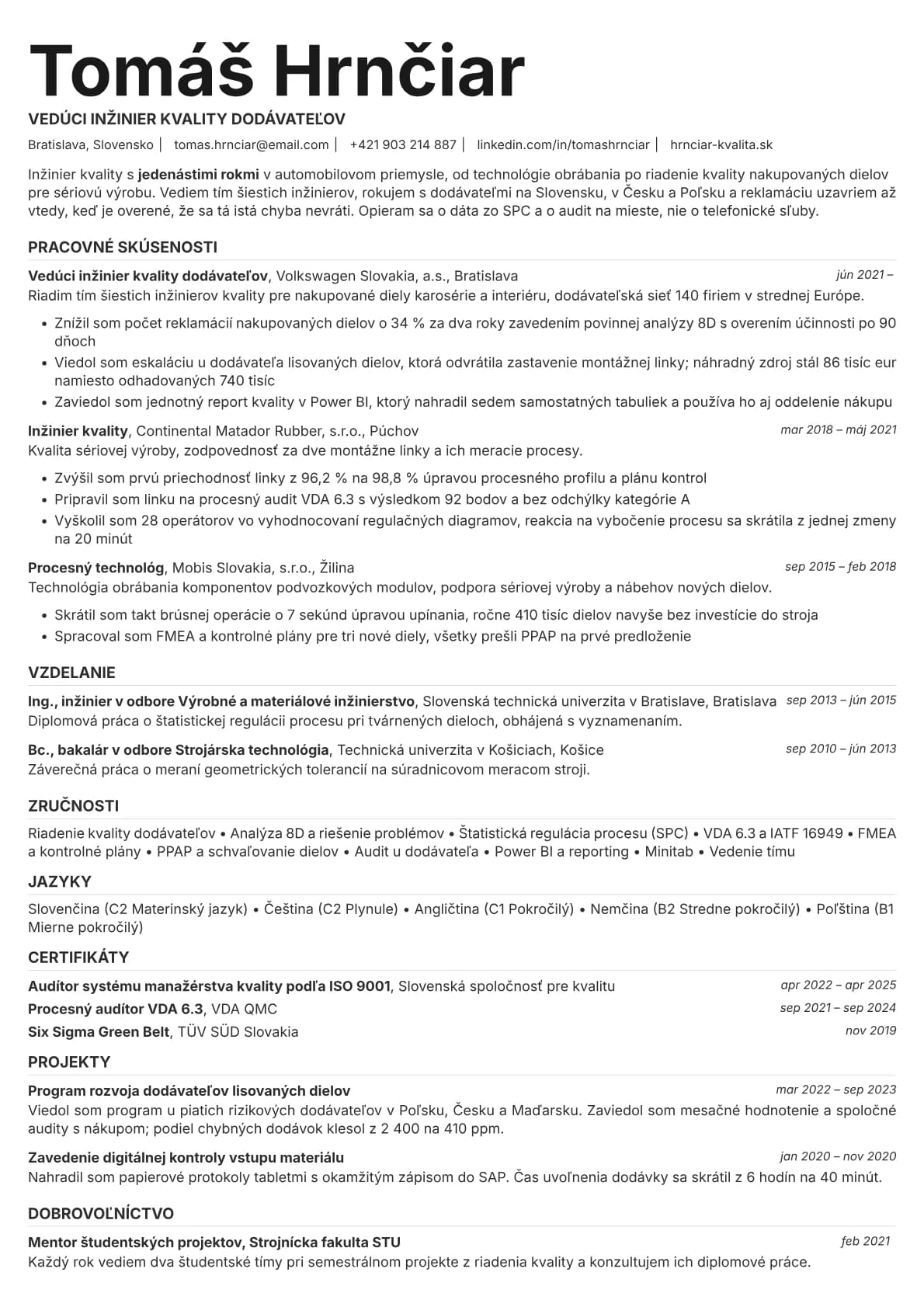 Platinum resume template preview