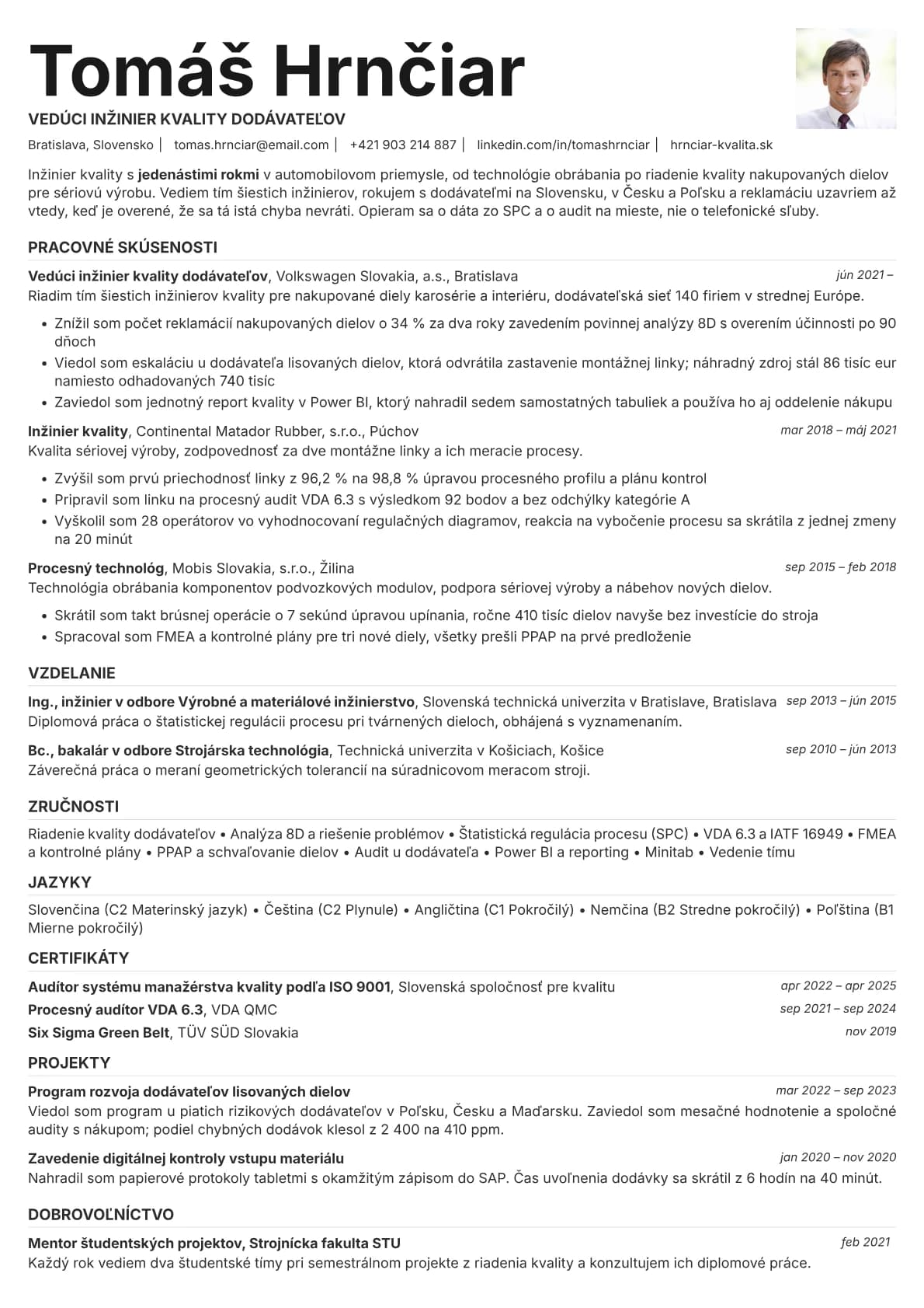 Platinum Photo resume template preview
