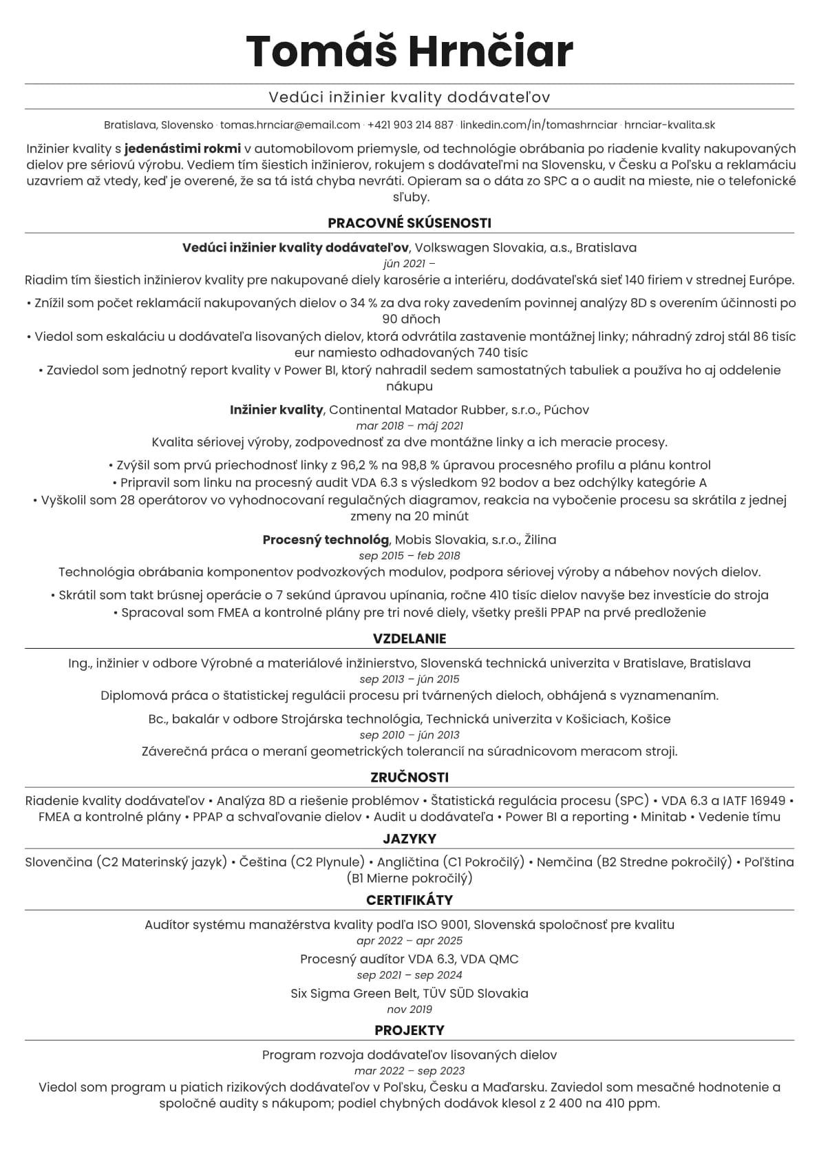 Quartz resume template preview