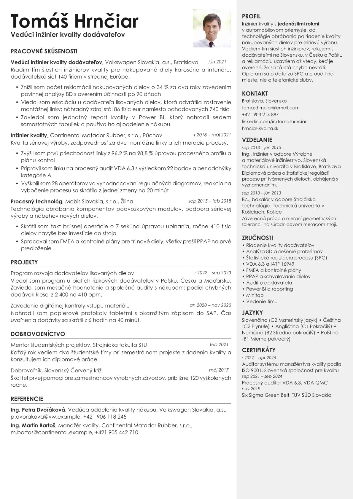 Vanta Photo resume template preview