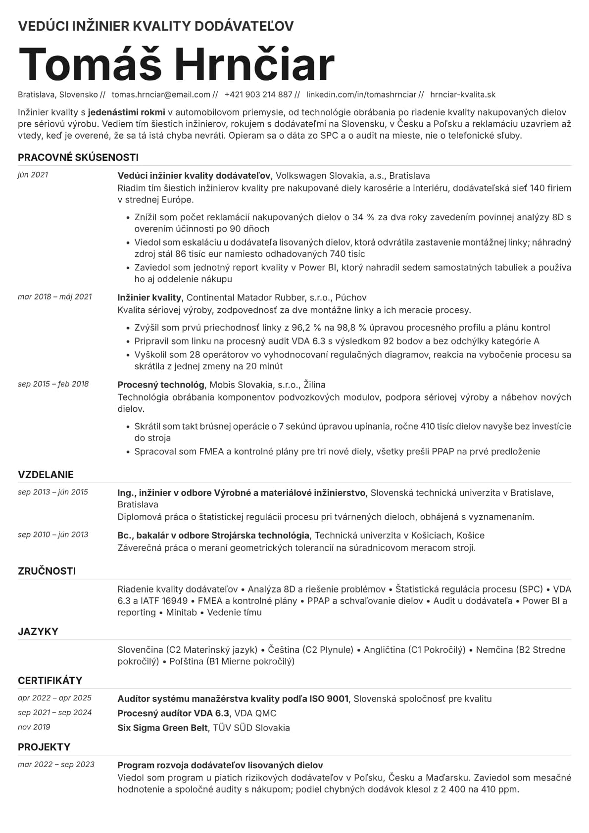 Zinc resume template preview