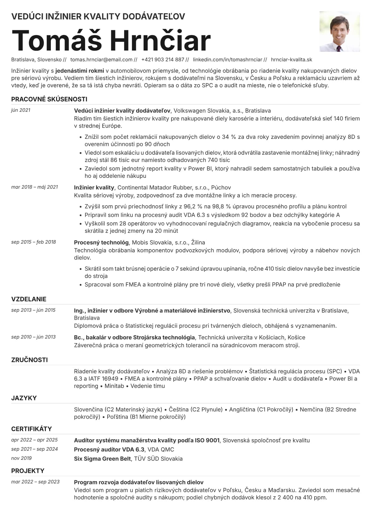 Zinc Photo resume template preview