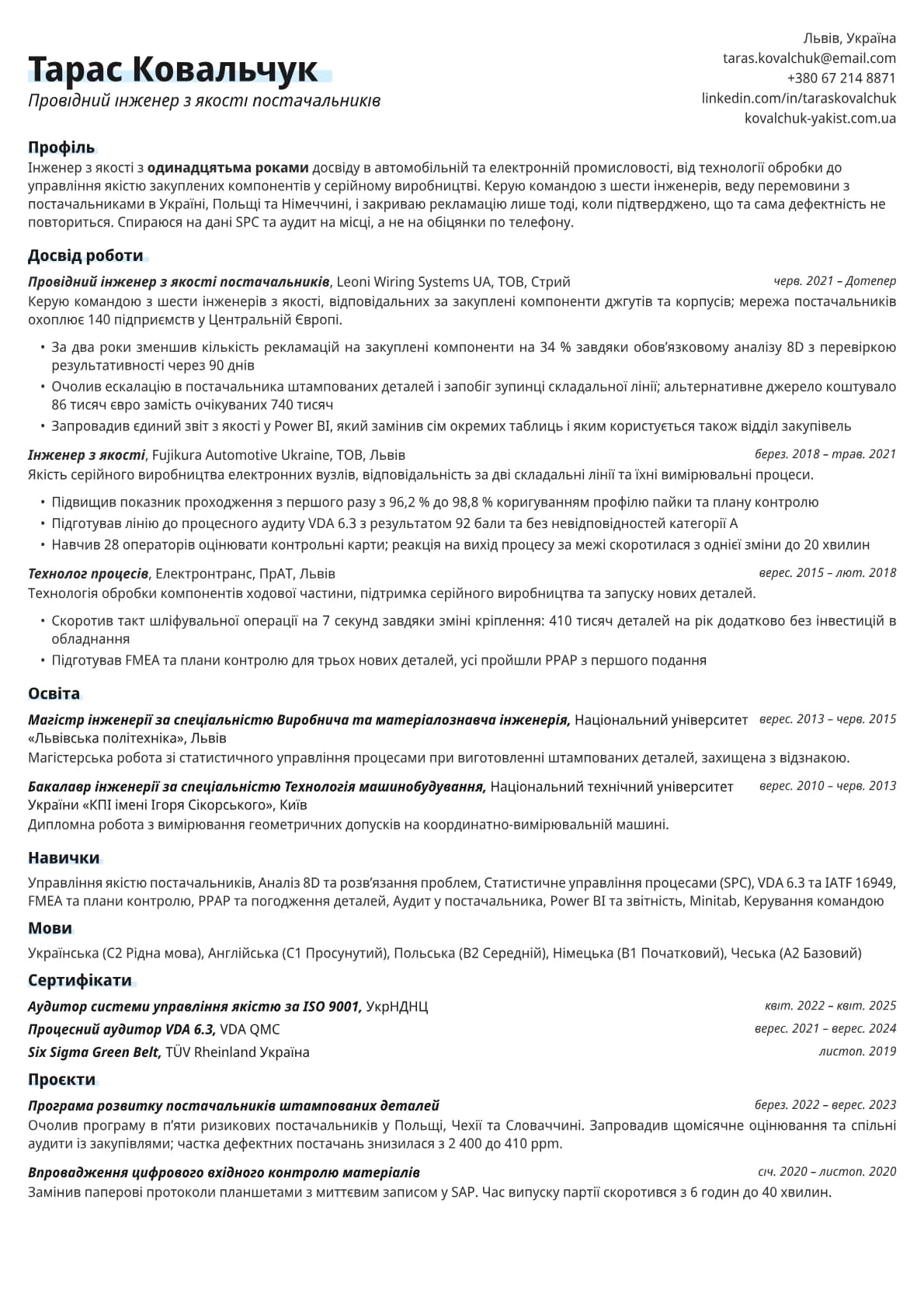 Copper resume template preview