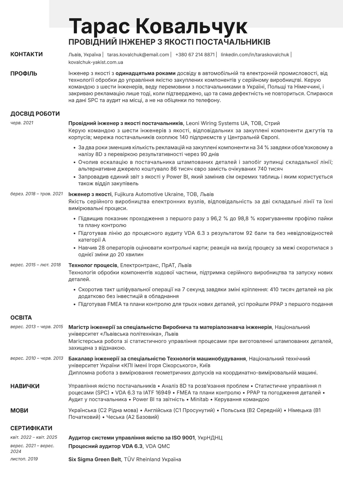 Ivory resume template preview