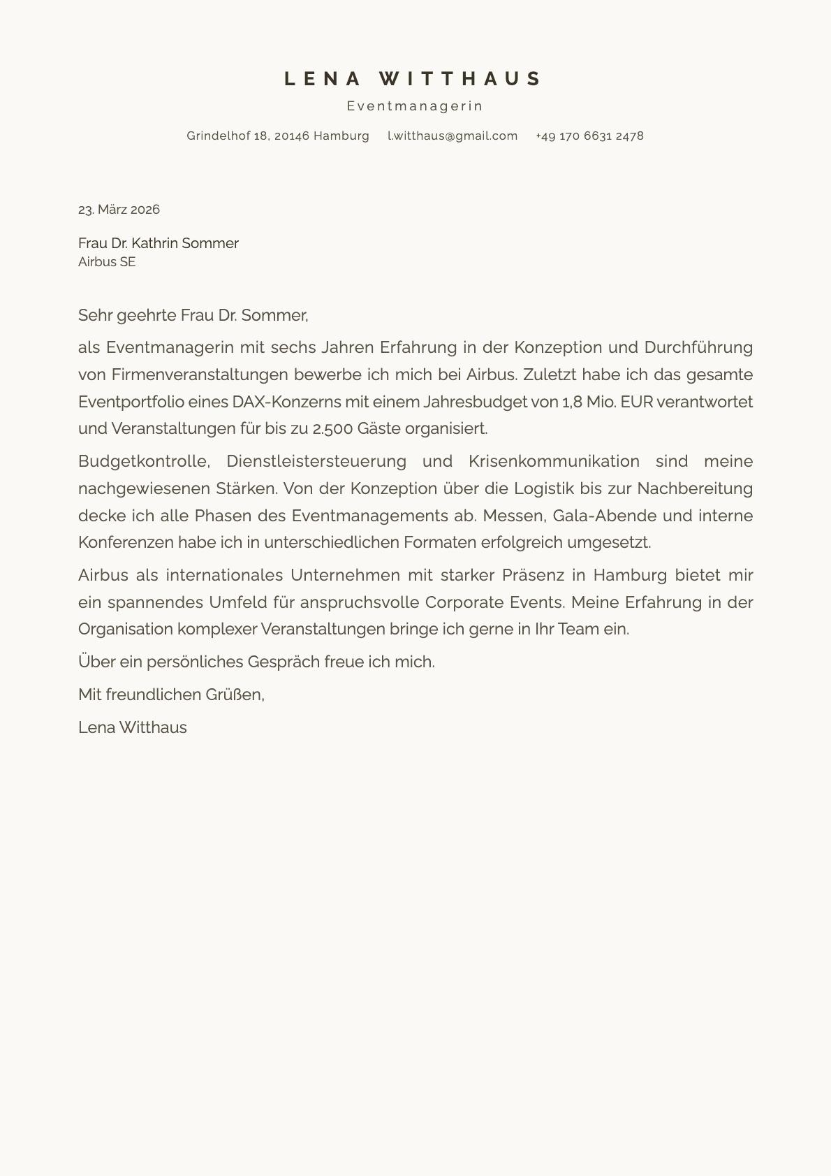 Eventmanager cover letter example