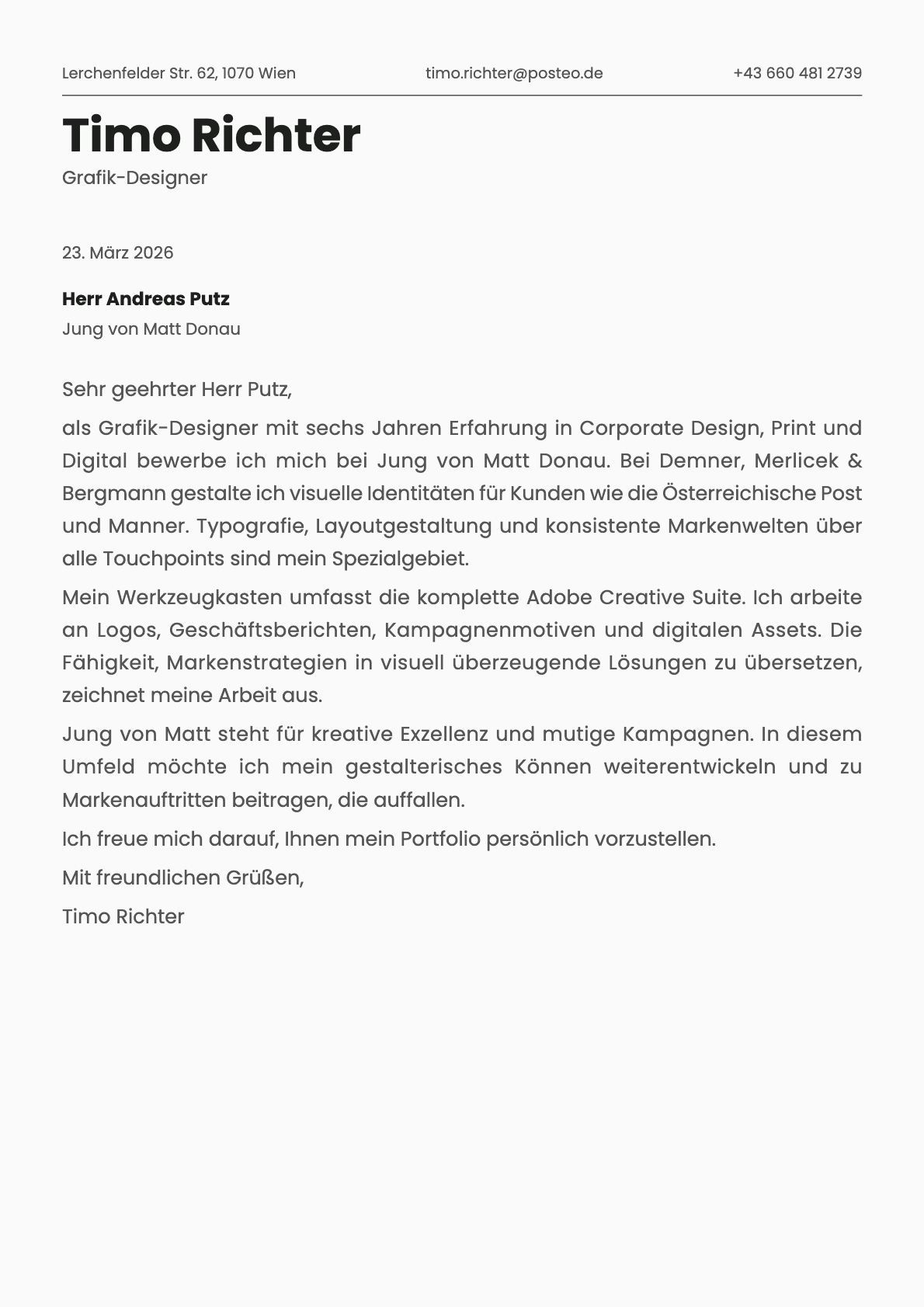 Grafik-Designer cover letter example
