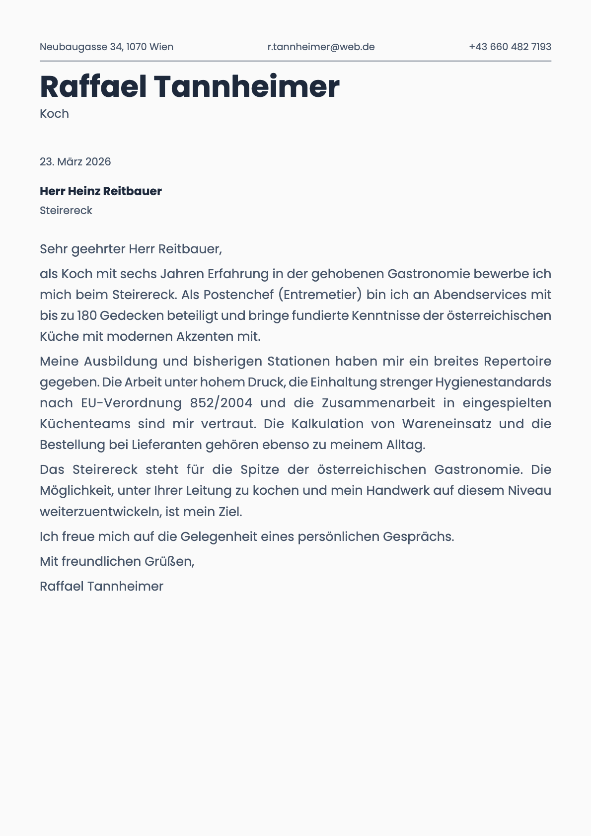 Koch cover letter example