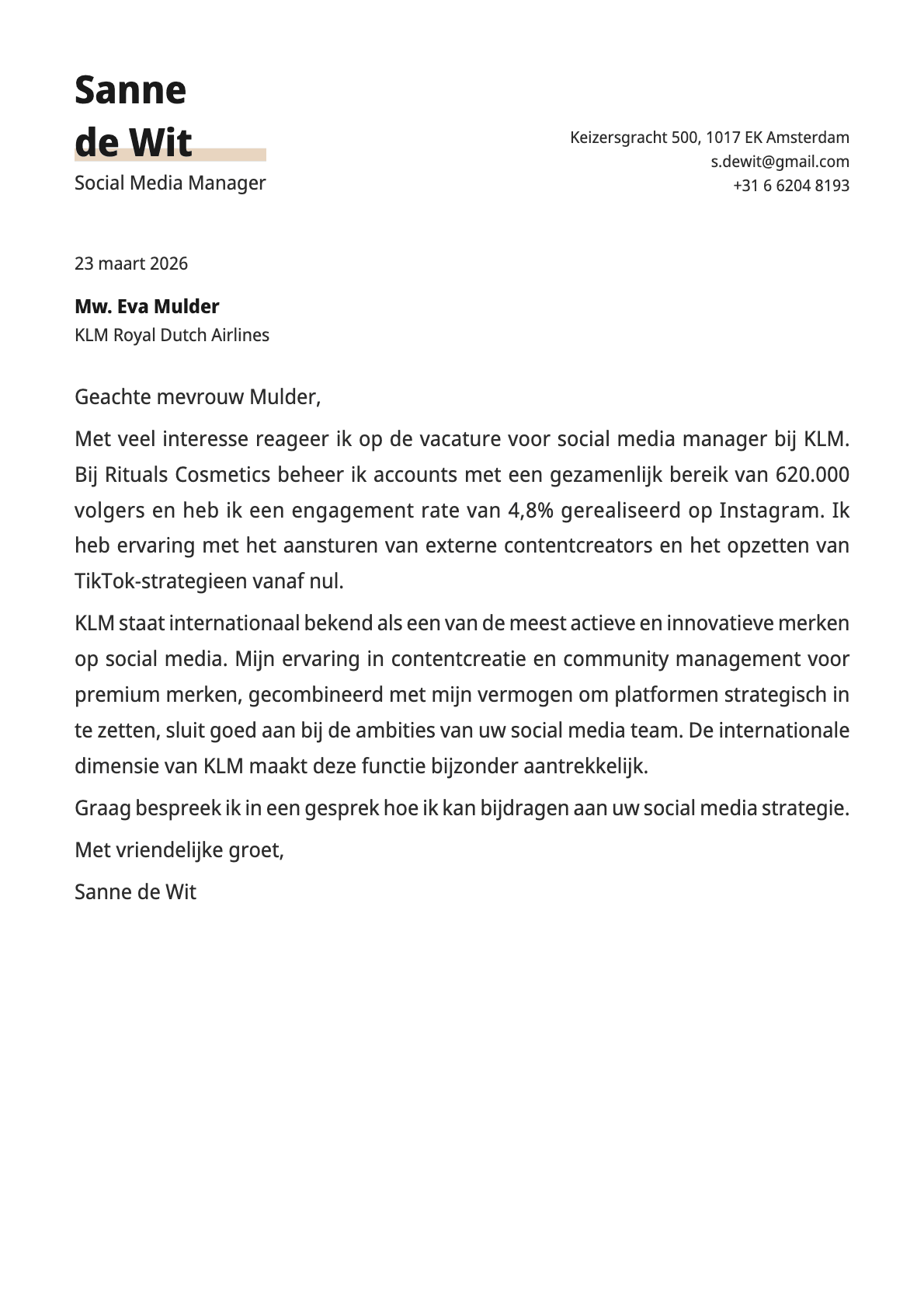 undefined cover letter example