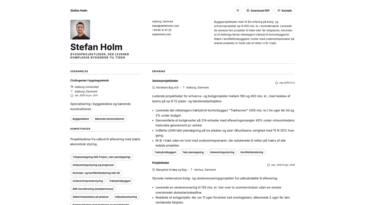 Obsidian online resume example